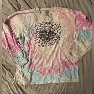 Gildan Tie-Dye Long Sleeve Tee - Pink, Blue, Cream